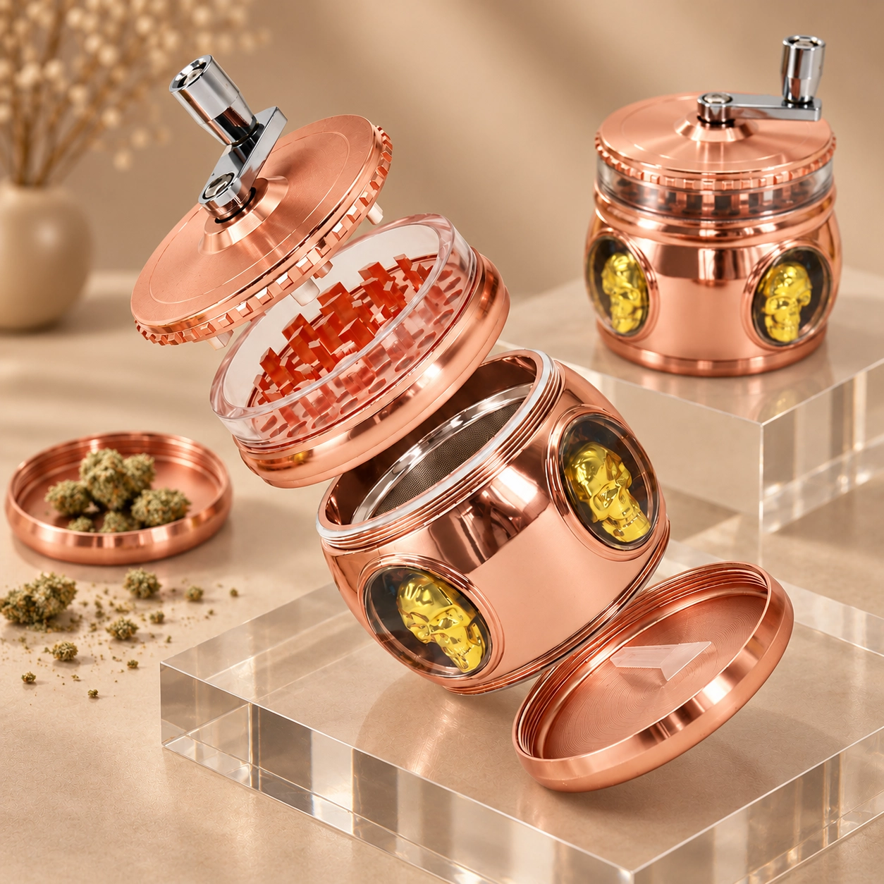 Custom Manual Crank Herb Grinder with Premium Metal Design