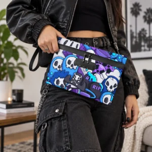 Smell-Proof Stash Bag with Zipper Closure-RIP Skull Pattern
